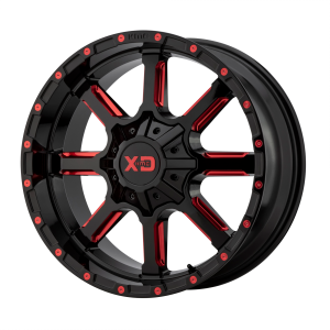20x9 6x135/6x139.7 XD Series Offroad Wheels XD838 Mammoth Gloss Black Milled With Red Tint Clear Coat 0 offset 106.25 hub