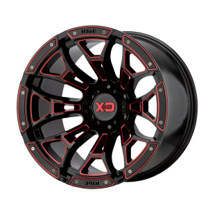 20x10 6x135 XD Series Offroad Wheels XD841 Boneyard Gloss Black Milled With Red Tint -18 offset 87.1 hub