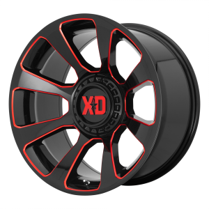 20x9 6x135/6x139.7 XD Series Offroad Wheels XD854 Reactor Gloss Black Milled With Red Tint 0 offset 106.1 hub