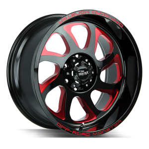 20x10 Off Road Monster Wheels M22 6x139.7 15 ET 106.4 hub - Gloss Black Candy Red Milled