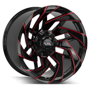 20x10 Off Road Monster Wheels M24 5x139.7 31 ET 110.3 hub - Gloss Black Candy Red Milled
