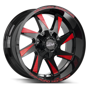20x10 Off Road Monster Wheels M80 BLANK 40 ET 78.1 hub - Gloss Black Candy Red Milled