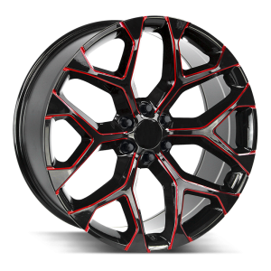 22x9 Strada OE Replica Wheels Snowflake 6x139.7 15 ET 78.1 hub - Gloss Black Candy Red Milled