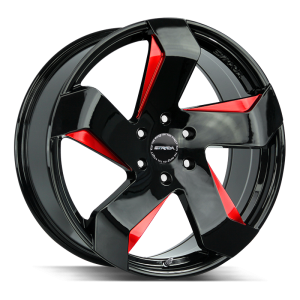 20x8.5 Strada Wheels Coltello 5x112 40 ET 72.6 hub - Gloss Black Candy Red Milled
