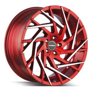 20x8.5 Strada Wheels Nido 5x114.3 35 ET 72.6 hub - Candy Red Machined Tips