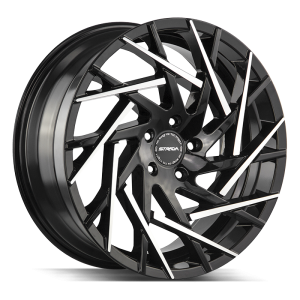 20x8.5 Strada Wheels Nido 5x120 35 ET 72.6 hub - Gloss Black Machined Tips