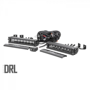 Rough Country Eight Inch LED Light Bar Black Series With Cool White DRL Pair Universal